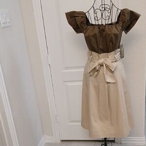 Eva Mendes for New York & Company Brown and Cream Midi Dress